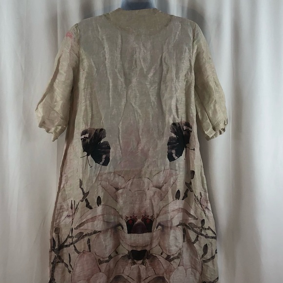 Elenyun Silk/Linen sheer floral half sleeve button front jacket M - Picture 11 of 16